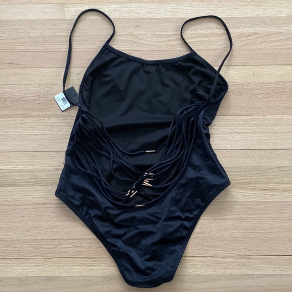 NWT Victorias Secret Swim One Piece Black bathing suit with sexy back detailing - Picture 3 of 8